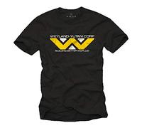Makaya Weyland Yutani Copr - Alien T-Shirt - Manches Courtes Homme Idee Cadeau Geek Teeshirt Noir Grande Taille M