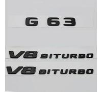 MAKAZHZZRM 3D ABS Brillant Noir Lettres Accessoires de Voiture Coffre arrière Badge Autocollant G 63 V8 BITURBO emblème Logo adapté for Mercedes G63 AMG W463 W464(V8 BITURBO 2PCS)