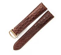 MAKAZHZZRM Bracelet de montre en cuir noir et marron sans couture, compatible Fit For les modèles Cartier Tank Solo, bracelet en crocodile, 16, 18, 20, 24 et 25 mm(Brown-Rose-Z4,24mm)