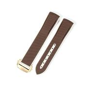 MAKAZHZZRM Bracelet de montre en silicone tissé Fit For interface Arc for Omega Planet Series, marron, bleu clair et blanc(Brown-Golden-Z3)