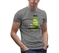 Makdi I Hate Morning People and Mornings and People Grinch and Coffee Lover T-Shirt Gris pour Homme Size L