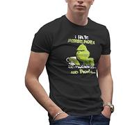 Makdi I Hate Morning People and Mornings and People Grinch and Coffee Lover T-Shirt Noir pour Homme Size XXL