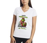 Makdi i Hate People menchen and Mornings and Morning People Chemise Femme Col V Blanc Size M