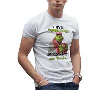 Makdi i Hate People menchen and Mornings and Morning People T-Shirt Blanc pour Les Hommes Size L