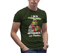 Makdi i Hate People menchen and Mornings and Morning People T-Shirt Vert Militaire pour Homme Size XXL