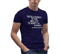 Makdi Inteligence is The Ability Hawking Black Crazzy Logo T-Shirt Bleu Marine pour Homme Size XXL