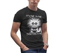 Makdi It's Fine I'm Fine Cat T-Shirt Noir pour Homme Size XXL