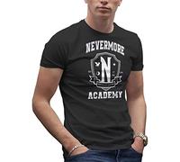 Makdi Nevermore Academy Wednesday on Wednesdays we Wear Black T-Shirt Noir pour Homme Size XL