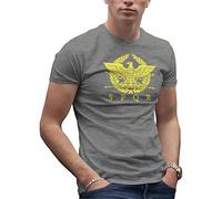 Makdi SPQR Roman Gladiator Imperial Golden Eagle Army T-Shirt Gris pour Homme Size L