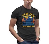 Makdi Vintage Pew Pew Madafakas Motherfuckers Cat with Guns T-Shirt Noir pour Homme Size 3XL