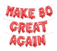 MAKE 80 GREAT AGAIN Bannière de ballons à paillettes - Décorations amusantes de 80e anniversaire et anniversaire de mariage pour homme et femme - Fournitures de fête et cadeaux (faites 80 superbes à