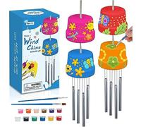 Make A Wind Chime Lot de 2 kits d'art et d'artisanat pour enfants garçons et filles de 5, 6, 7, 8, 9 ans, bricolage et peinture musicale carillon cadeau en bois