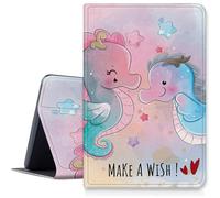 Make a Wish Étui hippocampe pour Samsung Galaxy Tab S6 Lite 10,4" 2024/2022/2020 (SM-P620/P610/P613/P615), étui pliable en cuir synthétique résistant aux chocs avec fonction veille/réveil automatique