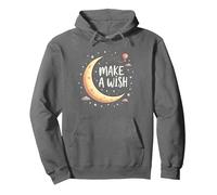 Make A Wish Lune, étoiles, Ciel Nocturne, Anniversaire Fille Sweat à Capuche, Unisexe pour Adultes, Asphalte, XL