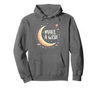 Make A Wish Lune, étoiles, Ciel Nocturne, Anniversaire Fille Sweat à Capuche, Unisexe pour Adultes, Asphalte, M