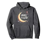 Make A Wish Lune, étoiles, Ciel Nocturne, Anniversaire Fille Sweat à Capuche, Unisexe pour Adultes, Chiné Foncé, XL