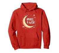 Make A Wish Lune, étoiles, Ciel Nocturne, Anniversaire Fille Sweat à Capuche, Unisexe pour Adultes, Rouge, M