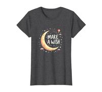 Make A Wish Lune, étoiles, Ciel Nocturne, Anniversaire Fille T-Shirt, Femme, Chiné Foncé, L