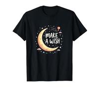 Make A Wish Lune, étoiles, Ciel Nocturne, Anniversaire Fille T-Shirt, Homme, Noir, L