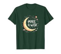 Make A Wish Lune, étoiles, Ciel Nocturne, Anniversaire Fille T-Shirt, Homme, Vert Forêt, L