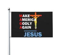 « Make America Godly Again » (Rendez l'Amérique pieuse à nouveau) - Drapeau de jardin Jésus 90 x 150 cm, banni