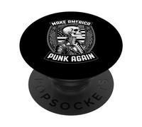 Make America Punk Again Vintage Mohawk Squelette Rock Seal PopSockets PopGrip Adhésif