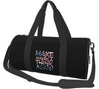 Make America Think Again Sac de Voyage avec Drapeau américain - Sac de Sport Pliable - Noir