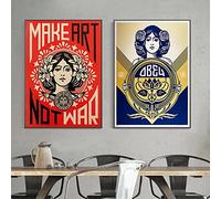 Make Art Not War OBEY Art Impression sur Toile Peinture Vintage Shepard Fairey Mur Photo Salon Chambre Décoration Affiche 60x90cm(24x35in) x2 Sans Cadre