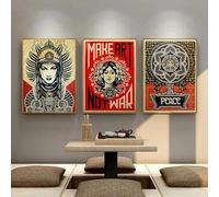 Make Art Not War Poster Peace Woman Canvas Painting Shepard Fairey Wall Art Make Art Not War Prints For Home Decor Photos 50x70cmx3 No Frame