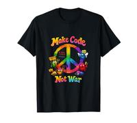 Make Code Not War Debugging Humour Peace Sign Graphic T-Shirt