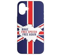 Make Free Speech Free Again: UK Flag Conservative Coque pour iPhone 16 Plus