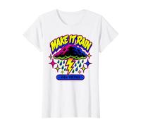 Make It Rain T-Shirt Graphique rétro Storm Cloud Lightning T-Shirt Graphique avec Valeur, Femme, Blanc, L