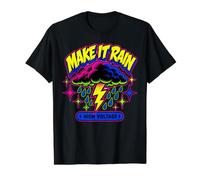 Make It Rain T-Shirt Graphique rétro Storm Cloud Lightning T-Shirt Graphique avec Valeur, Homme, Noir, M