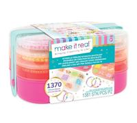 Make It Real Beads-2-Go 2901710 Kit de bricolage de bijoux avec plus de 1300 perles dans une boîte de rangement pratique pour les enfants