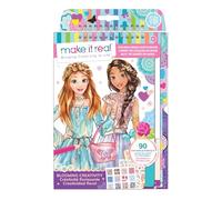 Make It Real - Cahier de dessin floral | Créer des vêtements avec autocollants & pochoirs | Jeux de mode pour filles éducatif | Création de vêtements pour filles dès 8 ans