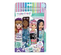 Make It Real Carnet de dessins de stylisme Mode urbaine avec pochoirs et autocollants pour la créativité - Livre de coloriage Loisirs créatifs pour enfants - Cadeaux pour filles