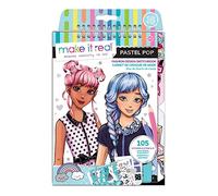 Make it Real - Carnet de croquis Pastel Pop - Pochoirs, autocollants métallisés et en relief, guide
