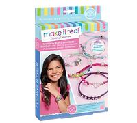 Make It Real - Rainbow Bling Bracelets. DIY Bead and Knot Bracelet Making Kit for Girls. Arts and Crafts Kit to Design and Create Unique Tween Knot Bracelets with Wax Cord, Beads, Charms and Gem Links