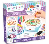 Make It Real Studio Créatif de Spin Art - Kit créatif avec Machine Spin Art électrique USB, 36 œuvres d'art rotatives, Peinture créative pour Enfants et Filles, Loisirs artistiques à partir de 6 Ans