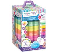 Make It Real: Tour de fleurs de rangement pour perles - DIY 20 bracelets, rangement coloré à 7 niveaux, 628 perles, design-create-wear, trie-stack-stow, enfants 8+