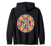 Make Love Not War Cercle de Fleurs Hippie Floral Paix Sweat à Capuche