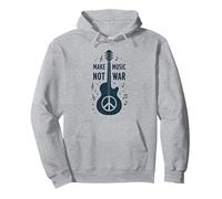 Make Music Not War : Peace Guitar Protest Sweat à Capuche, Unisexe pour Adultes, Gris Chiné, S