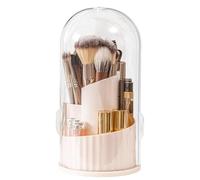 Make Up Brush Holder Organizer - Pet+ABS, 9.25x4.72in 360° Rotating Container with Lid Dustproof & Spacious | Jewelry Cosmetic Storage Vanity Organization for Cosmetics Brushes Storage