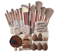 Make Up Brush Set, Multi Functional Makeup Kit, Soft Professional Beauty Tools, Cosmetic Travel Accessories, Includes Brushes, Sponges, Eyelash Curler, Applicators for Daily Use,
