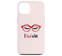 Make up Lash Eyelash Eyelashes Lover Sun Glasses Red t-Shirt Coque pour iPhone 13