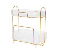 Make-Up Organizer 2 étages Salle de bain vanité Organisateur 30.5*18*35.5cm(Or&Clair)