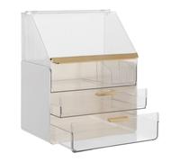 Make up Organizer avec couvercle et tiroirs Organiseur cosmétique blanc