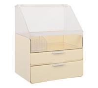 Make up Organizer avec couvercle et tiroirs Organiseur cosmétique jaune