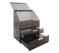 Make up Organizer avec couvercle et tiroirs Organiseur cosmétique noir