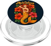 Make Waves Hibiscus Sirène Esthétique Été Océan tropical PopSockets PopGrip pour MagSafe